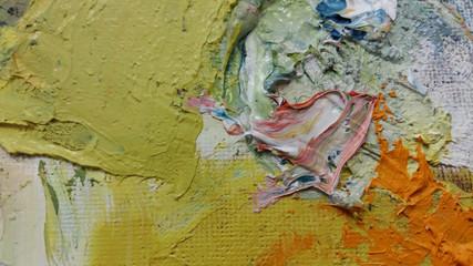 Painting with oil paints, close-up