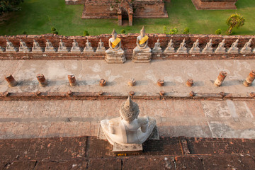 Old temple Wat Yai at Ayutthaya Thailand, Top view