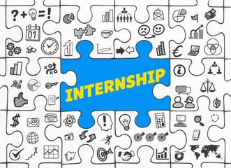 Fototapeta premium Internship / Puzzle mit Symbole.
