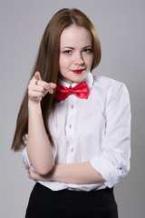 Portrait of a young woman in a light shirt