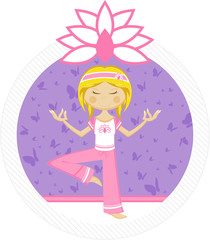 Cute Cartoon Yoga Girl