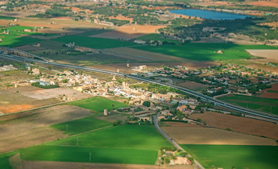 Spain village. View from the airplane.
