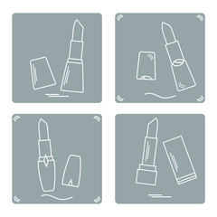 Vector illustration with various tubes of  lipstick.