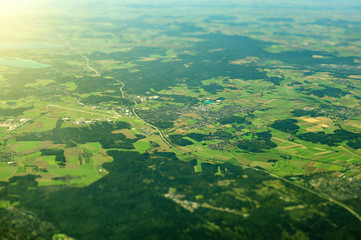 Aerial view of Gilching in Bavaria, Germany.