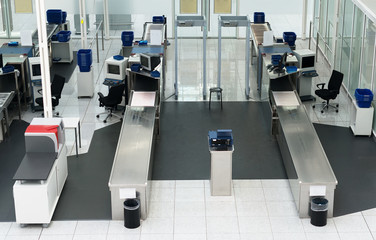 Airport security check in passenger terminal.