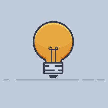 Lightbulb in Flat Line Design - Vector Illustration