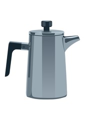 Photo-realistic vintage metal coffee pot with handle. Vector Illustration on white background for design