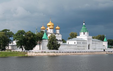 Ipatiev monastery of the Holy Trinity in Kostroma against the background of a stormy sky (view from...