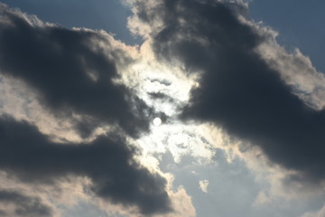 太陽と雲「空想・太陽に集まるモンスターたち」