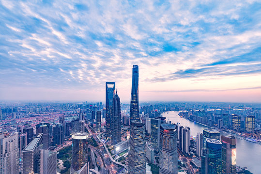 Aerial View Of Shanghai City.