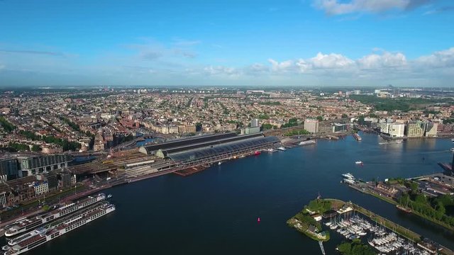 City aerial view over Amsterdam