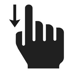 Obraz premium Swipe down solid icon, touch and hand gestures, mobile interface and drag down vector graphics, a filled pattern on a white background, eps 10.