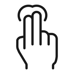 2 finger tap line icon, touch and hand gestures, mobile interface vector graphics, a linear pattern on a white background, eps 10.