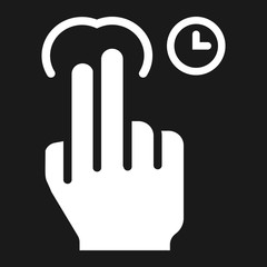 2 finger Press and hold solid icon, touch and hand gestures, mobile interface vector graphics, a filled pattern on a black background, eps 10.