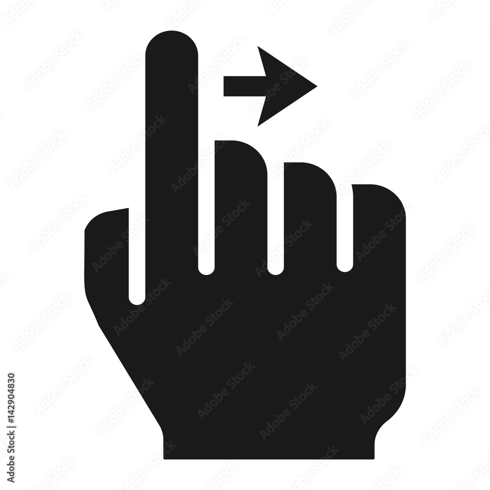 Poster swipe right solid icon, touch and hand gestures, mobile interface and drag down vector graphics, a f