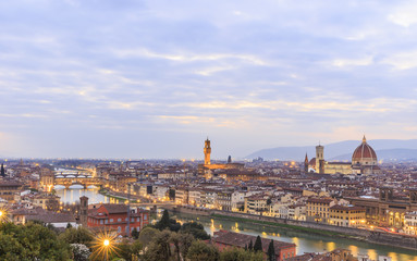 Fototapeta na wymiar Panorama of Florence at sunset of the day.Italy