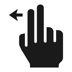 2 finger Swipe left solid icon, touch and hand gestures, mobile interface and drag down vector graphics, a filled pattern on a white background, eps 10.
