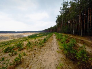 White sand quarry for manufacture and production of glass. Silica sand quarry.