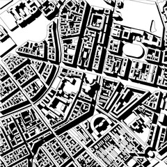 Vector map of the center of Saint Petersburg black and white