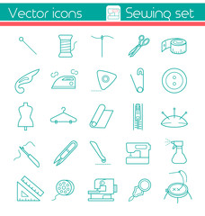 Sewing set, Line vector icons, Simple infographic illustration.