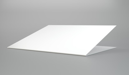 blank folded leaflet white paper. 3d rendering.