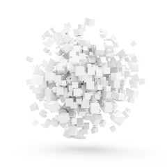 3D Rendering abstract boxes on white background