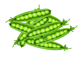 Green peas isolated on white