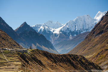 Valley on Manaslu circuit trek in Nepal