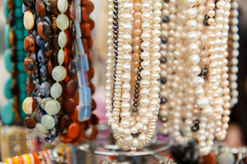 Different colorful beads on the market.