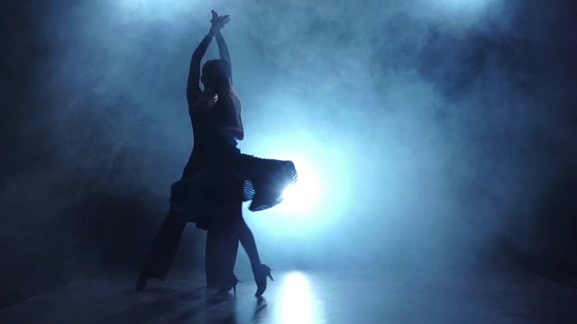 Ballroom-sport dance performed by a professional couple in slow motion
