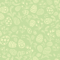 Easter egg seamless pattern. Floral holiday background.