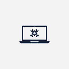 Laptop icon simple gear illustration