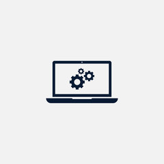 Laptop icon simple gear illustration