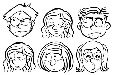 Six people with different expressions