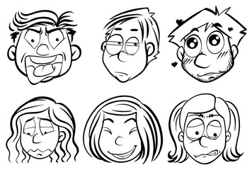 Men and women with different emotions