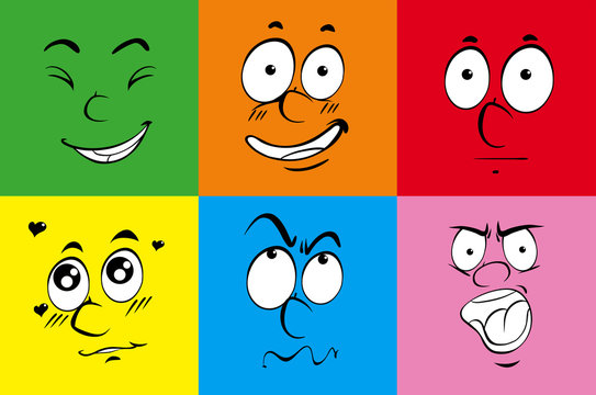 Colorful background with six faces
