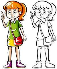 Doodle drafting of girl with handbag