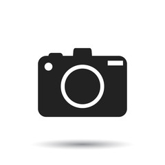 Camera icon on isolated background. Flat vector illustration.