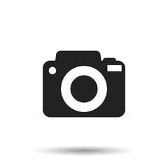 Camera icon on isolated background. Flat vector illustration.
