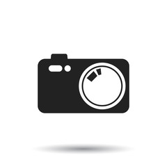 Camera icon on isolated background. Flat vector illustration.