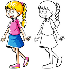 Doodle drafting of girl walking