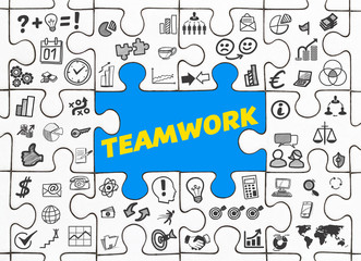Teamwork / Puzzle mit Symbole