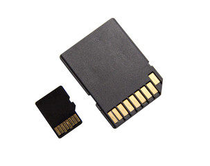 Black SD memory card isolated