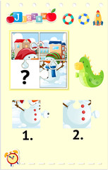 Jigsaw puzzle game with two snowmen
