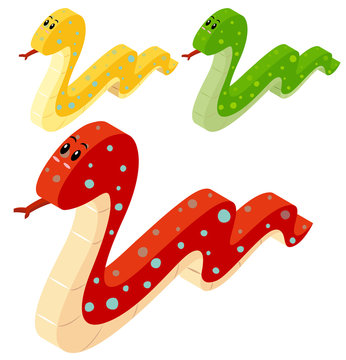 Three snakes in 3D design