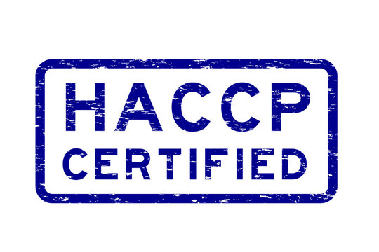 Grunge blue HACCP (Hazard Analysis and Critical Control Point) square rubber stamp