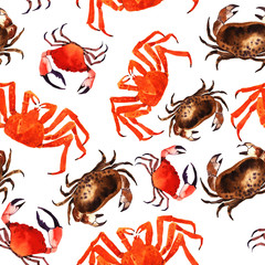 Watercolor crab illustration.