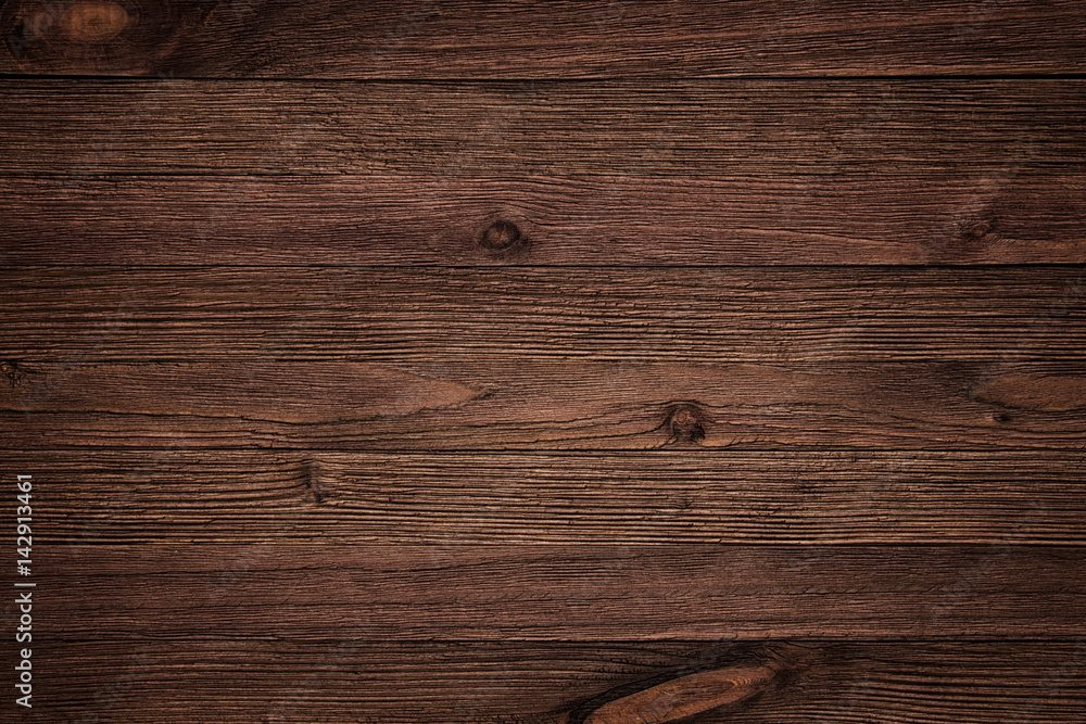 Wall mural dark brown wood plank panel for wall and floor