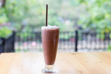 Iced cocoa on the table.