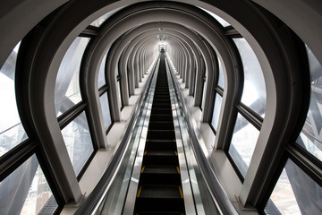futuristic escalator ,abstract space in a modern building